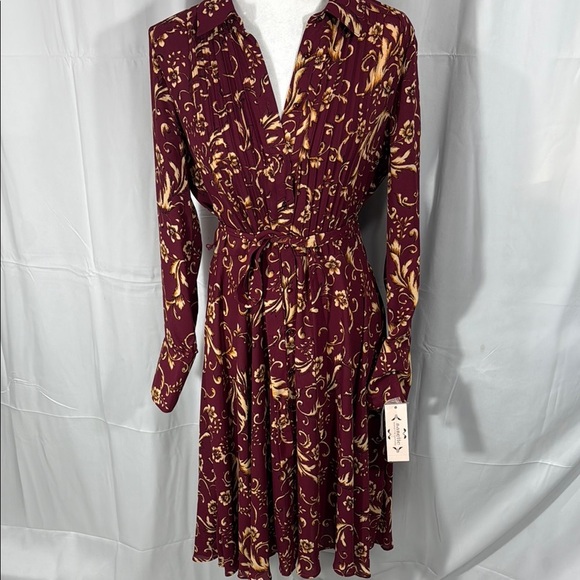Nanette Lepore Red Pleated Wrap Dress Size 8 - Picture 1 of 10